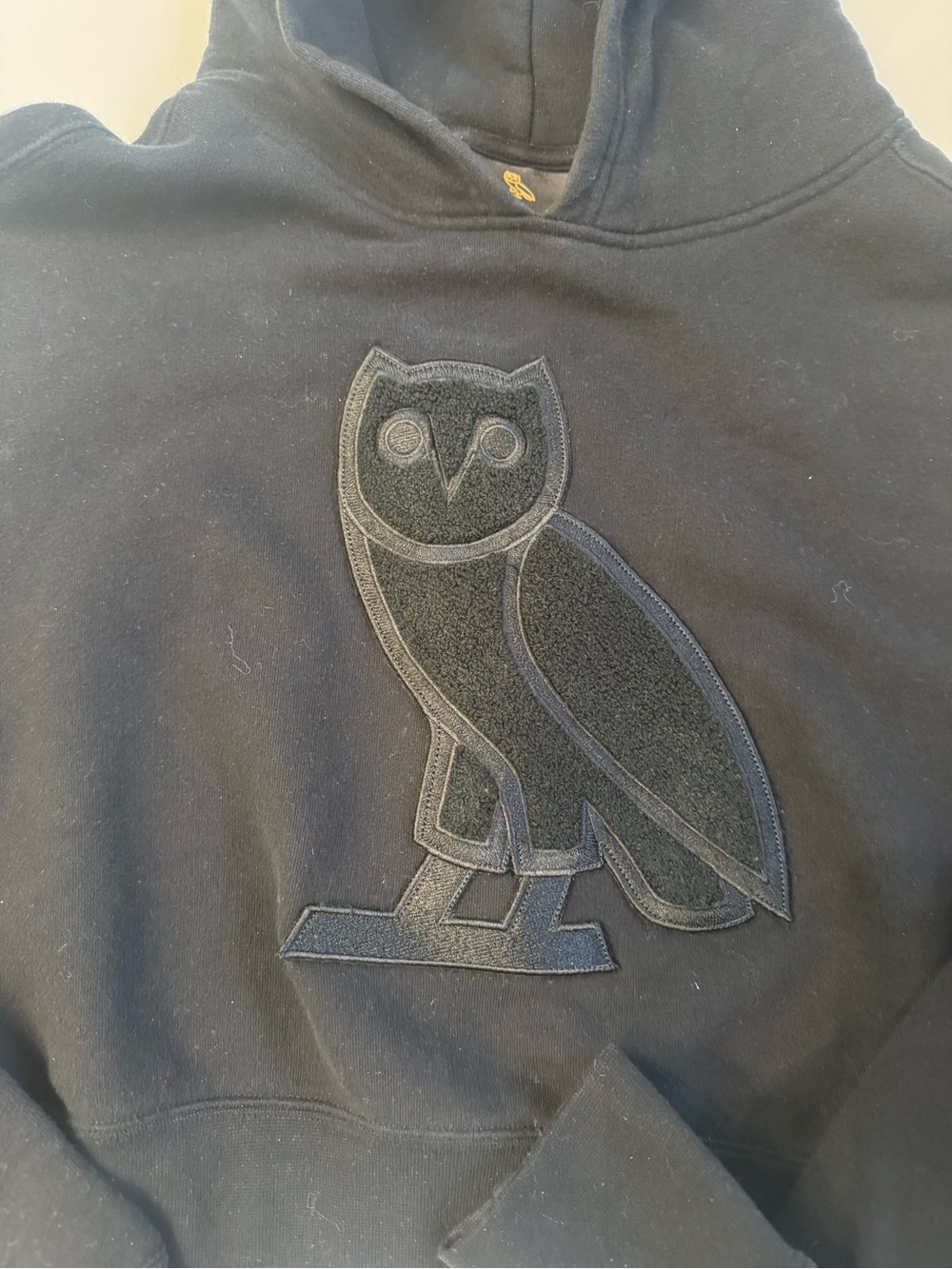 OVO Women's Black Crewneck Sweatshirt with Embroidered Owl Patch